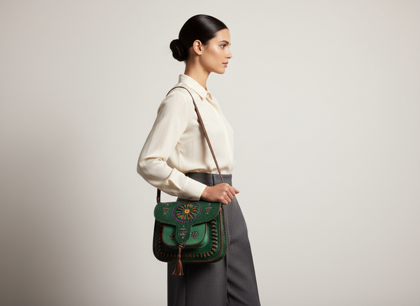 LSSAN Green Embroidered Bag - Minimalist Luxury Fashion