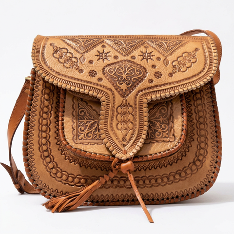LSSAN Heart handbag in light brown leather