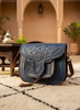 LSSAN Leather Handbag - Dark Blue - Heart