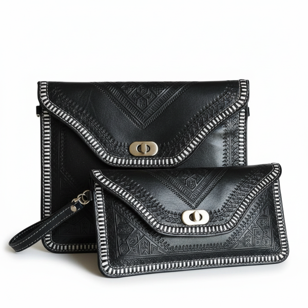 M'dina Black Clutch Duo — Clean White Background