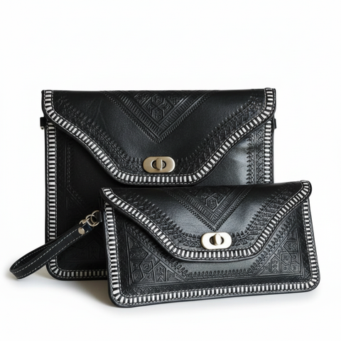 M'dina Black Clutch Duo — Clean White Background