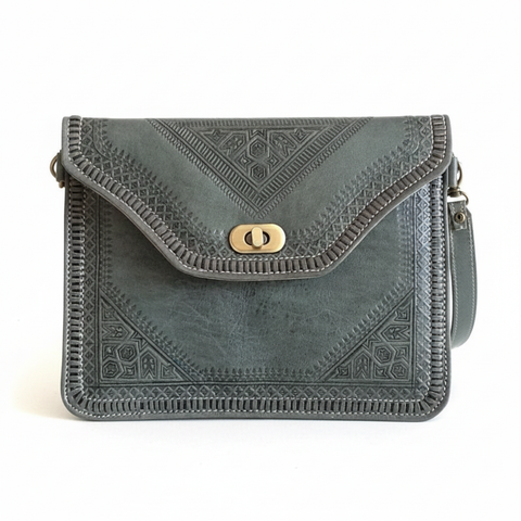 M'dina Square Clutch Slate Grey — White Background