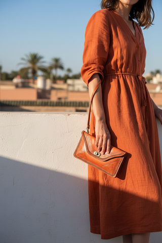 M'dina Tan Cognac Wristlet — Marrakech Rooftop