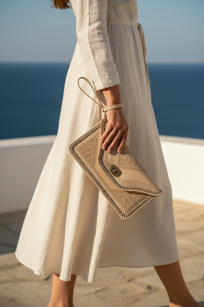 M'dina Wristlet Clutch Beige — Long Sleeve Terrace
