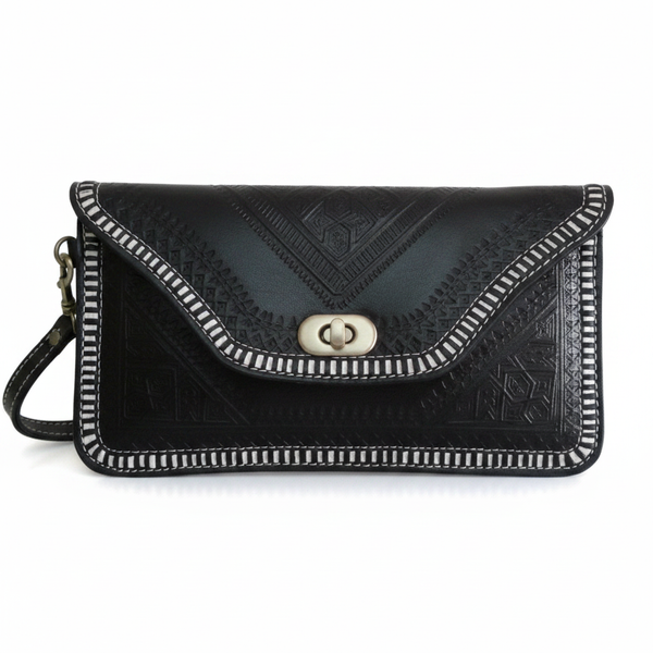 M'dina Wristlet Clutch Black — White Background