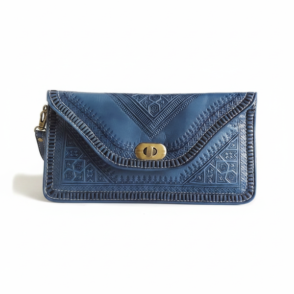 M'dina Wristlet Clutch Blue — White Background