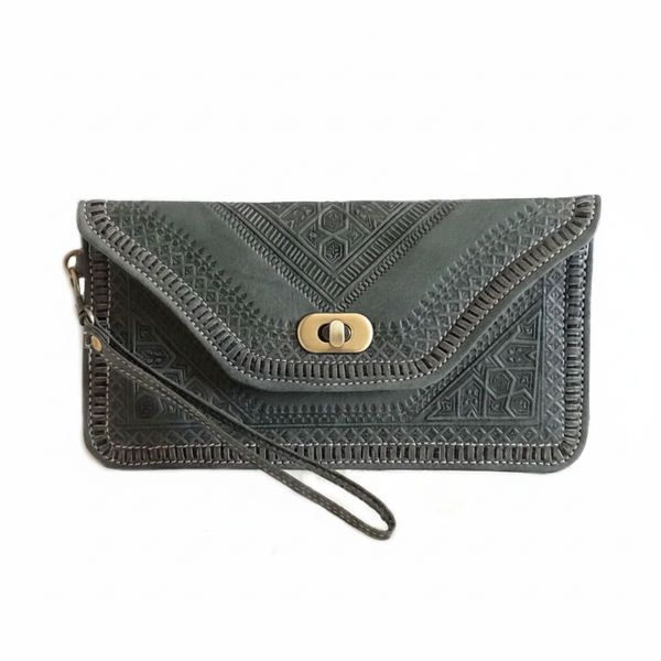 M'dina Wristlet Clutch Grey — White Background