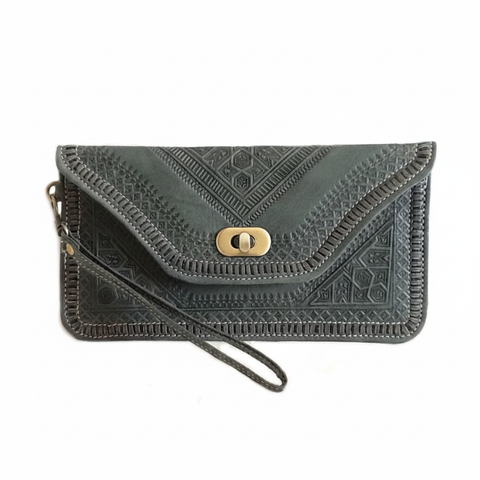 M'dina Wristlet Clutch Grey — White Background