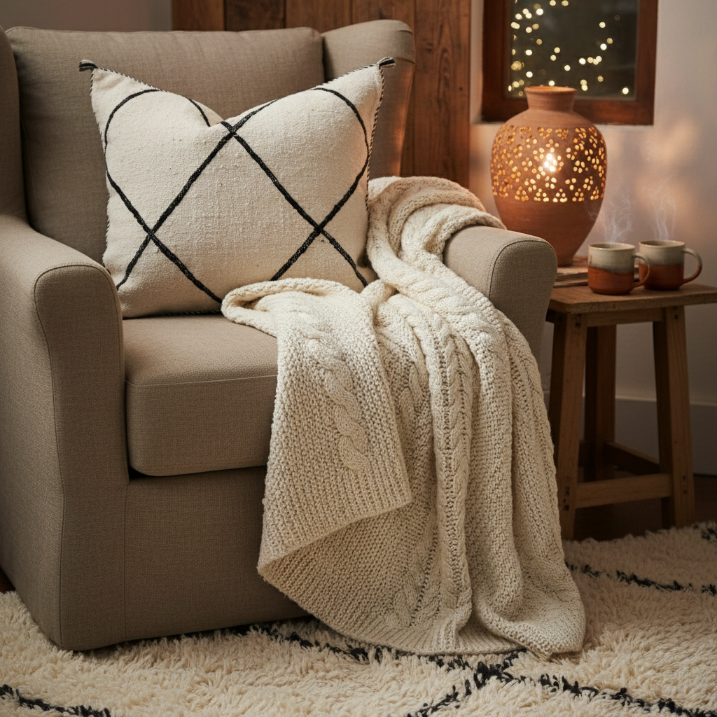Moroccan Beni Ouarain Pillow Cozy Setting