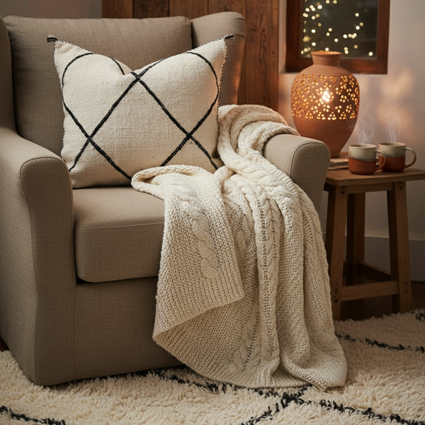 Moroccan Beni Ouarain Pillow Cozy Setting