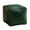 Green cube-shaped ottoman on a white background