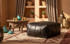 Moroccan Leather Floor Cushion - Mosaic Design Black