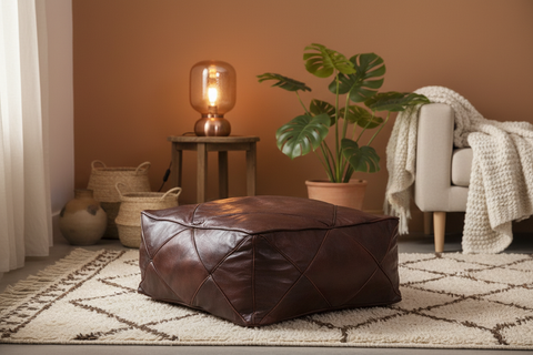 Moroccan Leather Floor Cushion Showcase