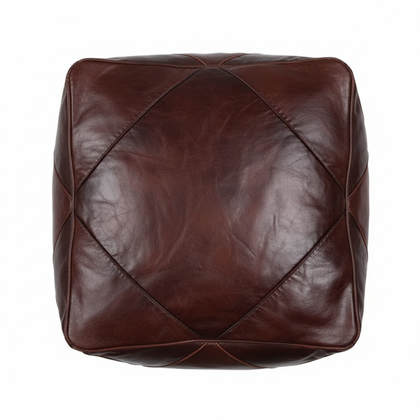 Moroccan Leather Floor Cushion top view