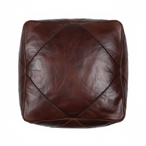 Moroccan Leather Floor Cushion top view
