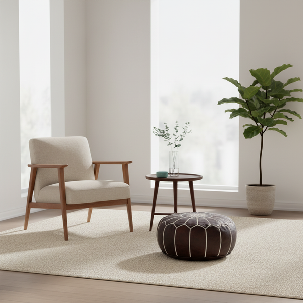 Moroccan Leather Ottoman Banner - Dark Brown