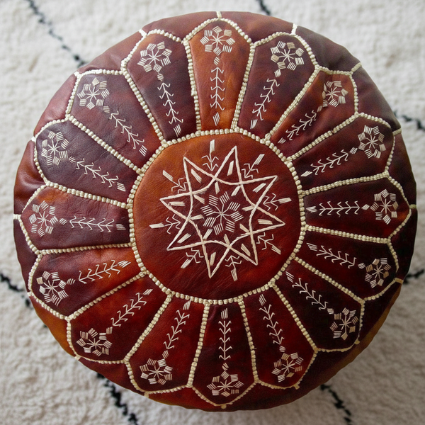 Moroccan Leather Ottoman Close-Up Detail