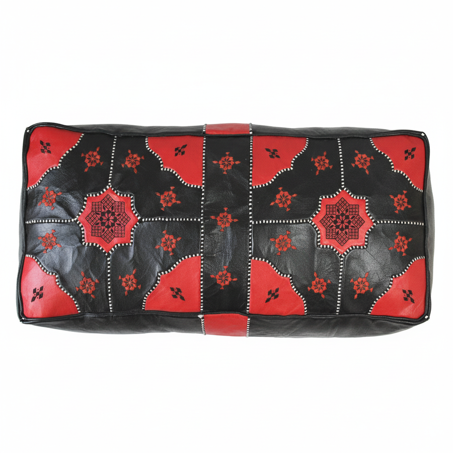 Moroccan Leather Ottoman top view