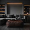 Moroccan Leather Pouf Coffee Table - Dark Aesthetic
