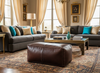Moroccan Leather Pouf in Luxurious Living Room