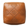 Moroccan Leather Pouf / Ottoman - Square - Lila