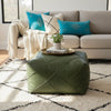 Moroccan Leather Ottoman - ZIGZAG Design - Green