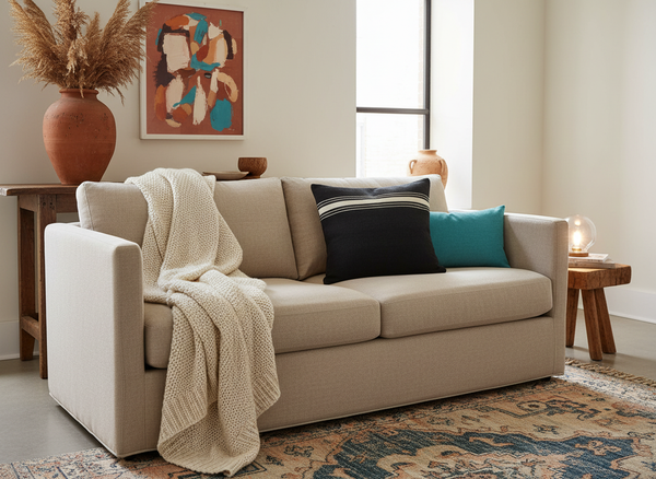 Moroccan Pillow Cover - Clean Striped Design