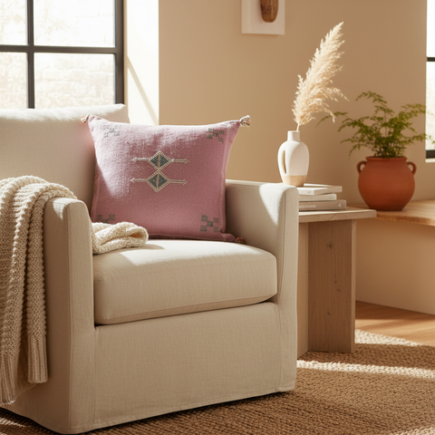Moroccan Sabra Silk Cushion Pink