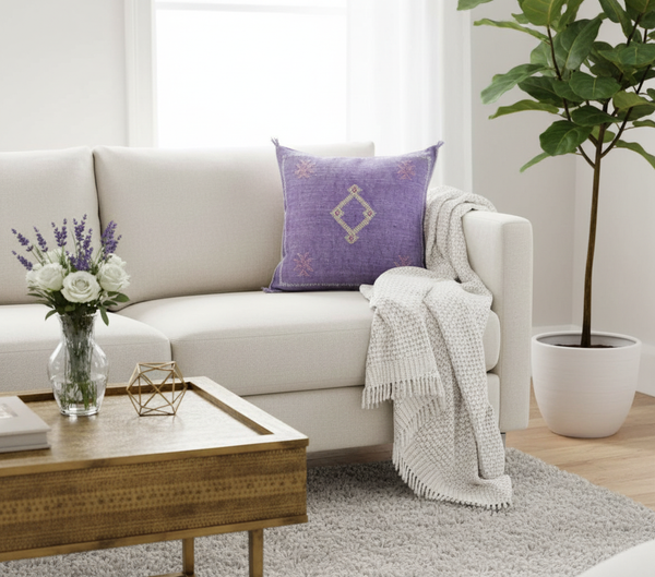 Moroccan Sabra Silk Pillow in Lavender