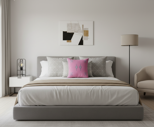 Moroccan Sabra Silk Pillow in Modern Bedroom