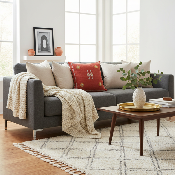 Moroccan Sabra Silk Pillow - Modern Living Room