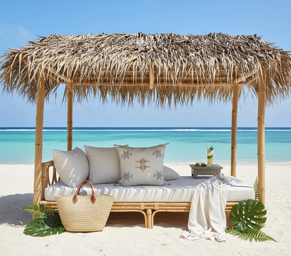 Moroccan Sabra Silk Pillow - Tropical Beach