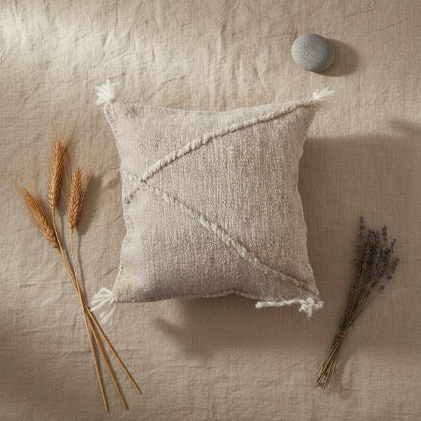 Natural Wool Pillow - Flat Lay