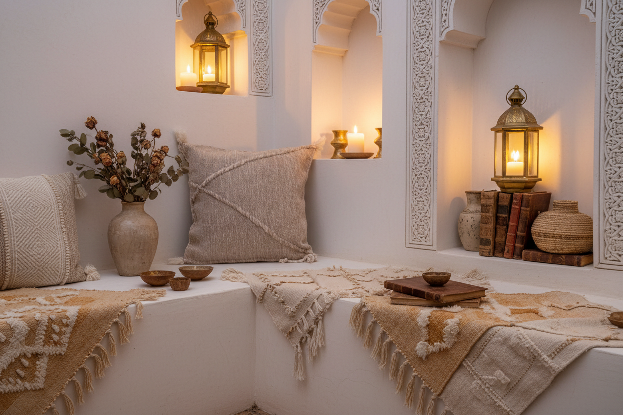 Moroccan Zanafi Rug Pillow / Cushion - Beige - by Itto
