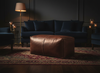 Photorealistic Moroccan Leather Pouf in Dark Interior