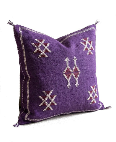 Handmade Moroccan Cushion Cover – Sabra Silk Pillow – Fayrouz - Purple