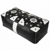 Moroccan Leather Pouf / Ottoman - Rectangular - Tile Design - Black and White