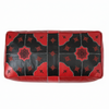 Moroccan Leather Pouf / Ottoman - Rectangular - Tile Design - Red and Black