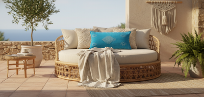 Sabra Cactus Silk Decorative Lumbar Pillow Cover - Sky - Turquoise