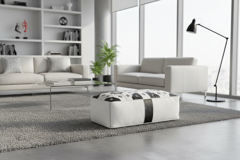 White and black ottoman in office
