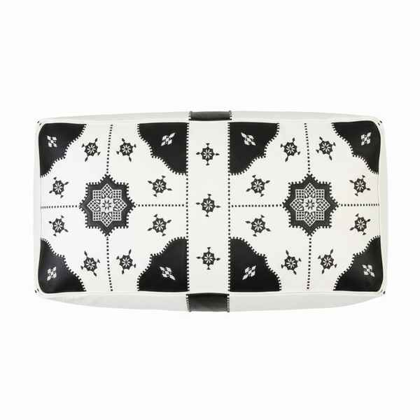 White and black ottoman top view