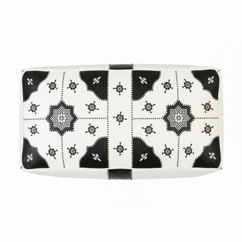 White and black ottoman top view