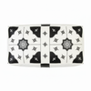 White and black ottoman top view