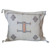 Handmade Moroccan Cushion Cover – Sabra Silk Pillow – Huyam - White