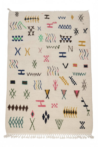 Moroccan Tifinagh Alphabet Rug — Scattered Berber Symbols | 2×3 m