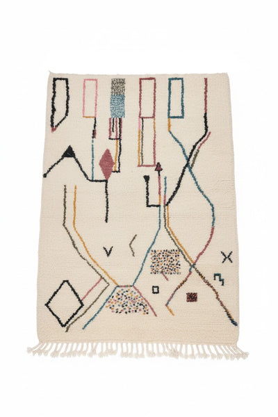 Moroccan Abstract Art Rug — Organic Lines & Berber Motifs | 2×3 m