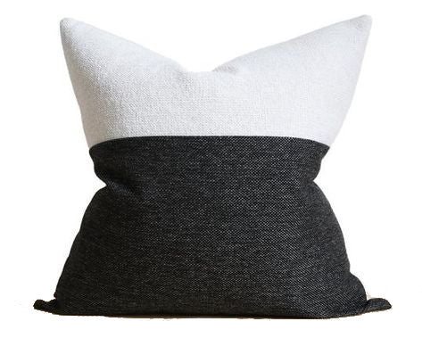 Color Block Pillow Cover - 1/3 White / 2/3 Black - Blanco Y Negro