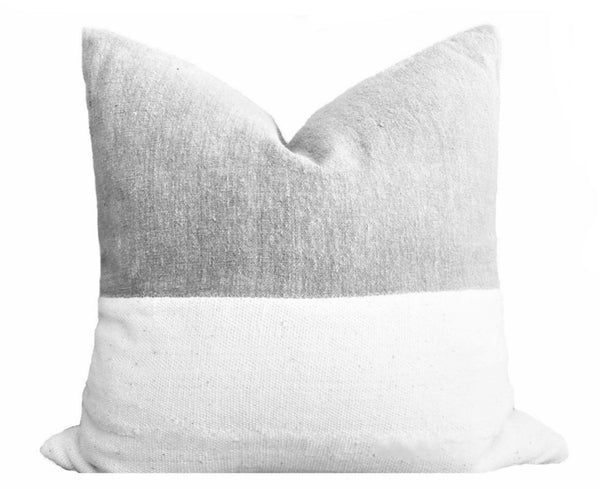 Color Block Pillow Cover - Half White / Half Grey