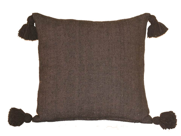 Moroccan PomPom Pillow - Brown