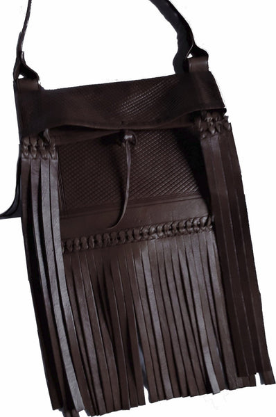 Rebel Leather Messenger/Crossbody Bag - Brown - Embossed - Simple